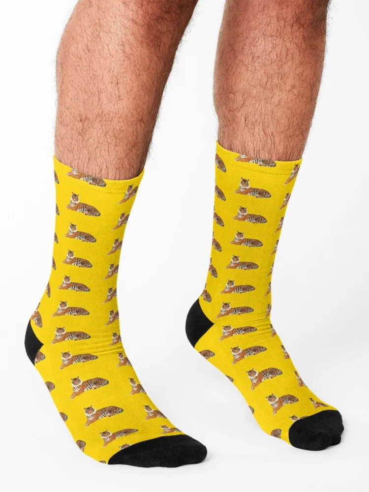 Gold Yellow Tiger Socks gift aesthetic Heating sock hockey Boy Socks Women's