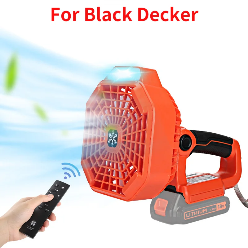 14.4-18V Portable Cordless Fan for Makita/Bosch/Dewalt/Milwaukee 18V Lithium Battery Handheld Jobsite Fan with LED Light