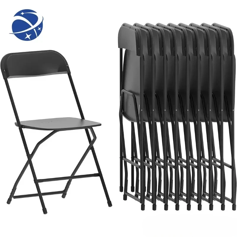 YYHCHercules™ Series Plastic Folding Chair - Black - 10 Pack 650LB Weight Capacity Comfortable Event Chair-Lightweight