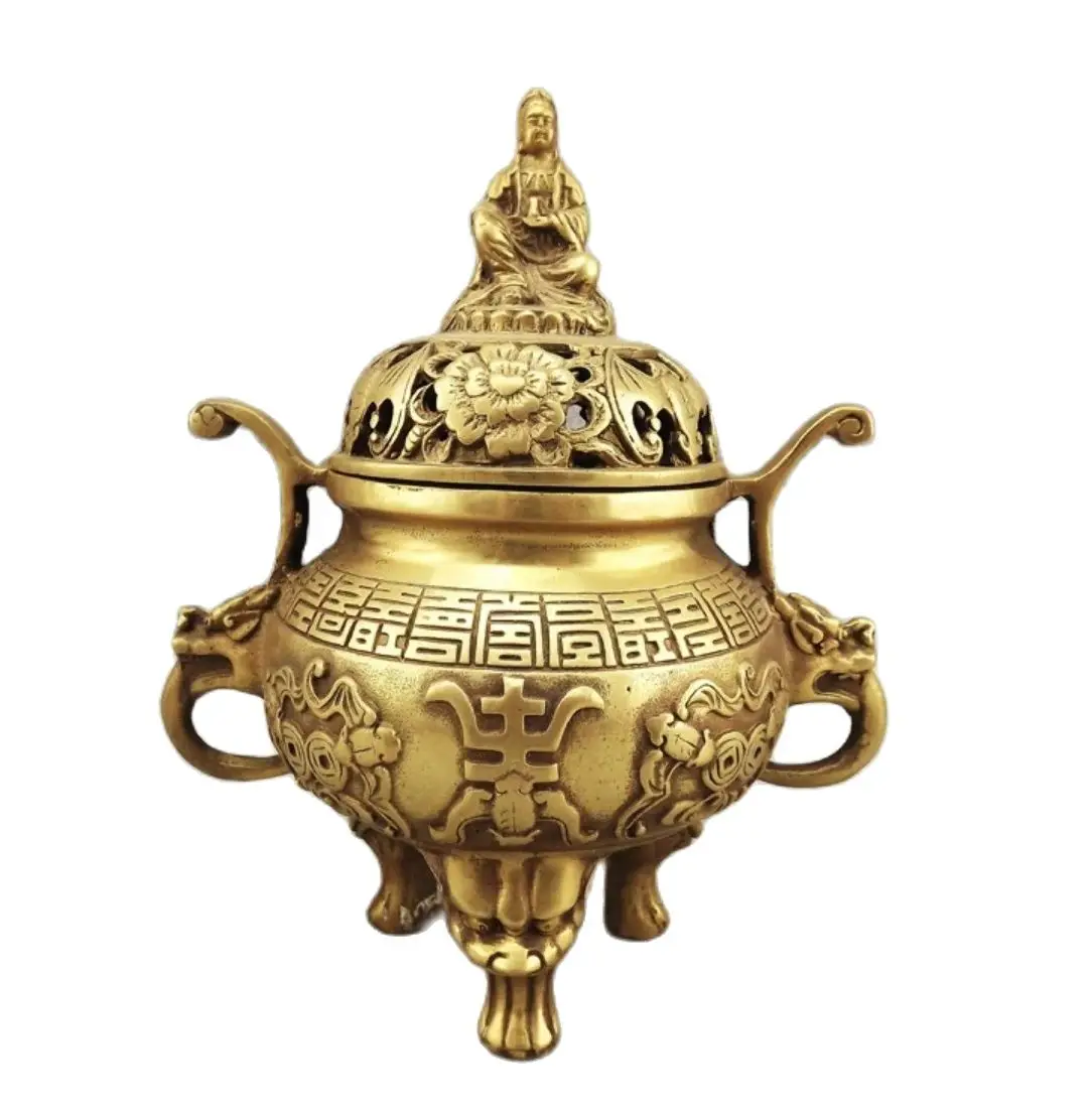 

Incense burner copper incense burner buddha with three-legged antique incense burner daming xuande crafts copper Bronze art