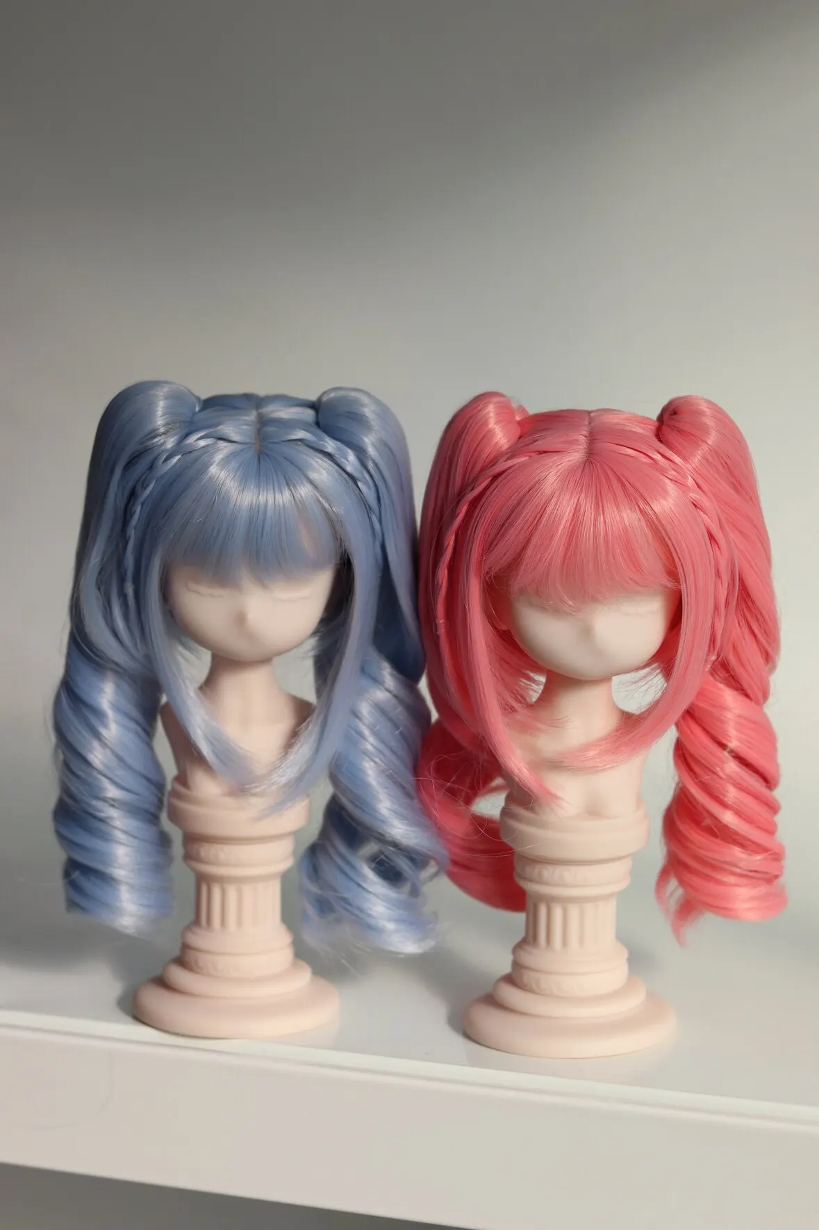 Detachable Curly Hair Wig Cute Graceful Twin Ponytails BJD/DD/SD 1/3 1/4 1/6 High Temperature Silk BJD Doll Accessories(no doll)