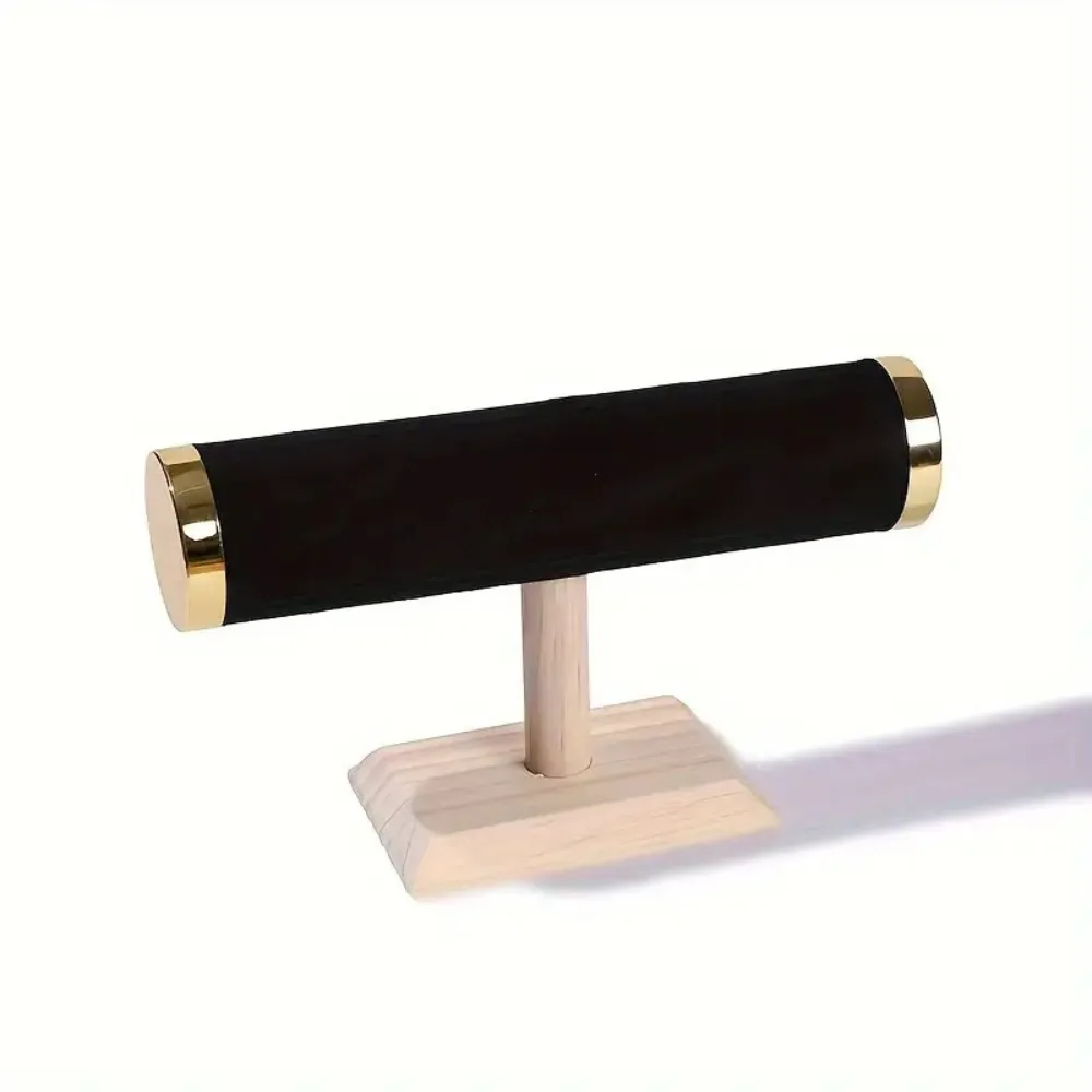 T-bar Bracelet Display Stand Wooden Hairband Watch Jewelry Rack Holder Organizer Rack Gold Color Jewelry Storage Stand