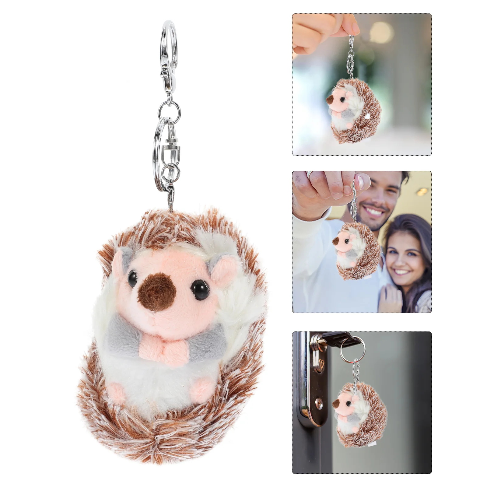 

5 PCS Wristband Hedgehog Pendant Keychain Child Locket Animal Bag Charm Plush Cute Keyring Shape