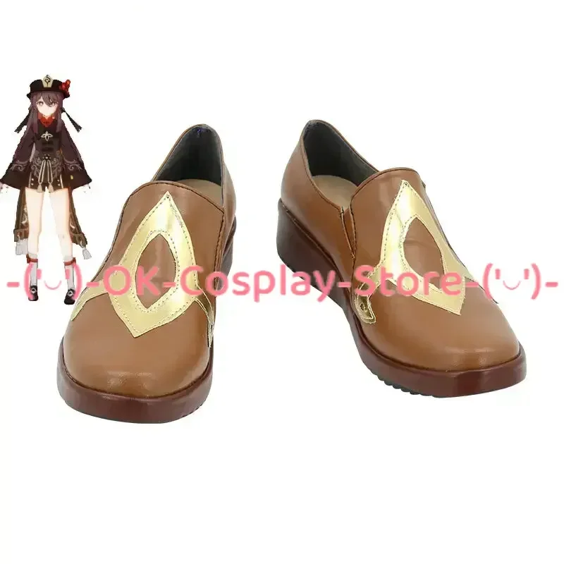 

Hu Tao Cosplay Shoes Brown PU Leather Shoes Halloween Carnival Boots Game Genshin Impact Hutao Cosplay Prop Custom Made