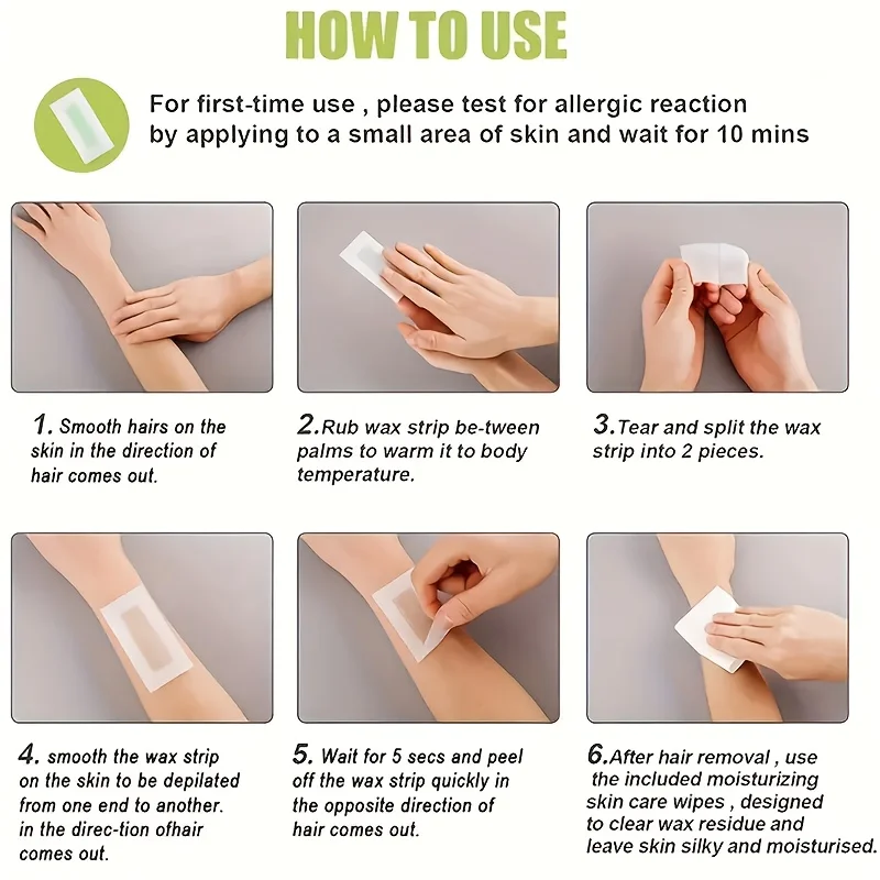 20 stick Professional Hair Removal Wax Strips for Summer Depilation Double Sided Cold Wax Paper for Leg Body Face Useful - view 6