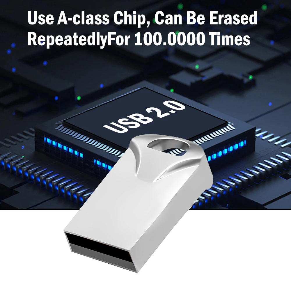 10/50/100 قطعة محرك فلاش USB معدني 64 جيجابايت بندريف فلاش القرص 128 جرام Usb 2.0 ذاكرة عصا USB 2.0 شعار مجاني قرص U صغير مقاوم للماء