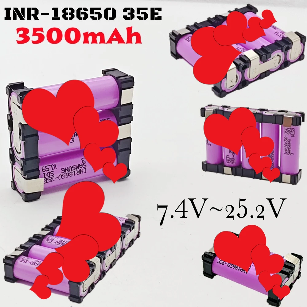 2S1P 3S3P 4S1P 5S1P 6S1P 18650-35E بطارية لحام مخصص 3500 مللي أمبير بطارية 7.4 فولت إلى 25.2 فولت