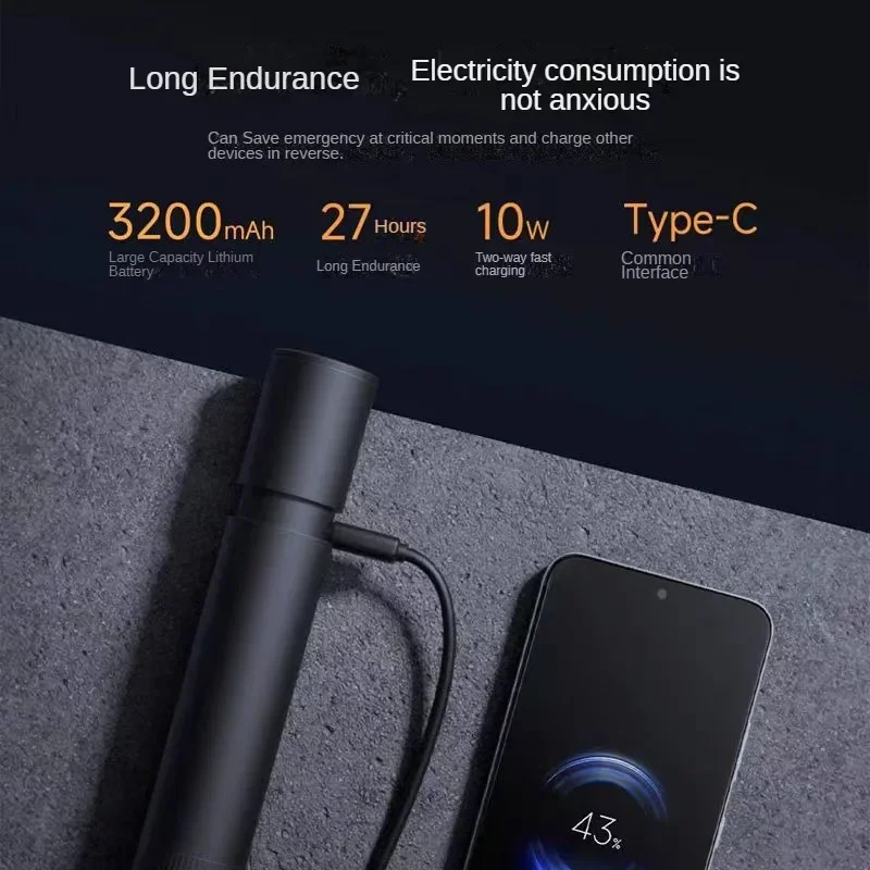 Xiaomi Mijia Strong Light Flashlight Multifunctional Portable Outdoor Emergency Power Bank Waterproof Lighting Tool Rechargeable