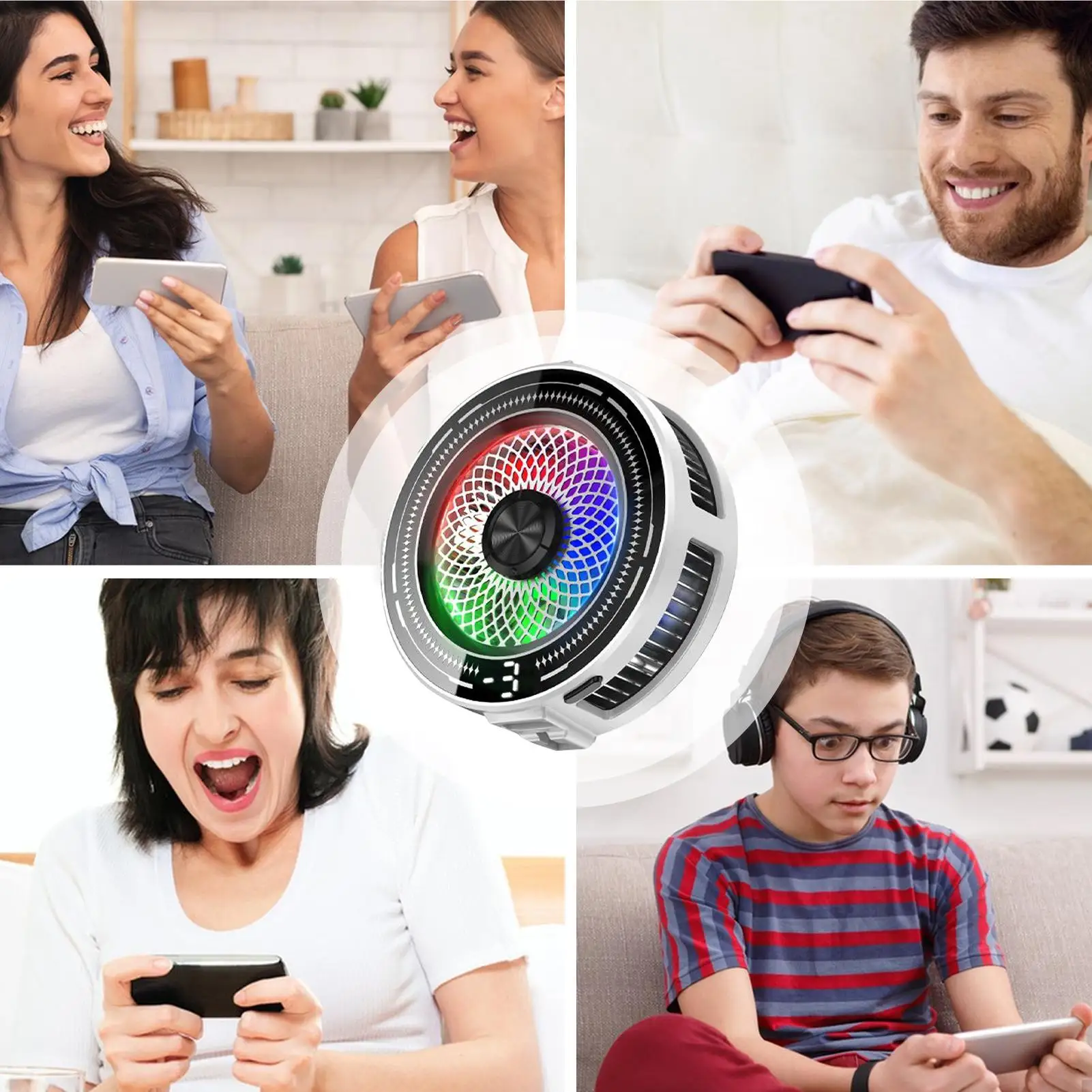 مروحة تبريد للهاتف بمشبك مغناطيسي منخفض الضوضاء 3 مستويات للتحكم في درجة الحرارة مبرد الهاتف اللاسلكي مع شاشة للسيارة الخارجية