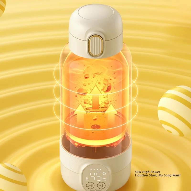 500ML Cordless Portable Milk Warmer Battery Operated Travel Bottle Warmer Accurate Temp Control For Baby