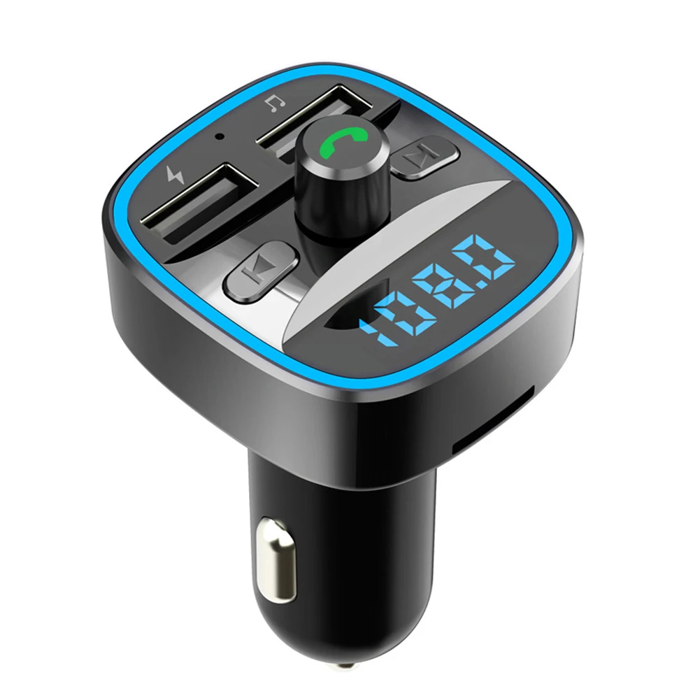 Portable Car Bluetooth-compatible 5.0 FM Transmitter Car MP3 Player Audio Receiver Fast Charging Wireless Car Dual USB Charger