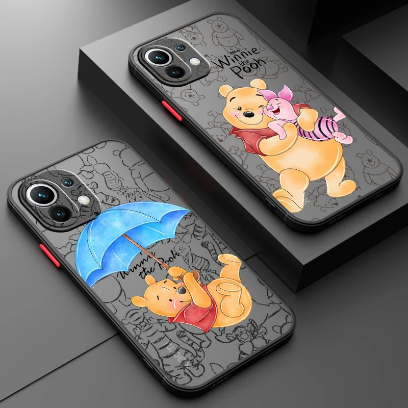 

Cartoon Winnie Pooh For Xiaomi Mi 13 12 12S 12T 12X 11 11T 10 9T Lite Pro Ultra Frosted Translucent Hard Phone Case Phone Case