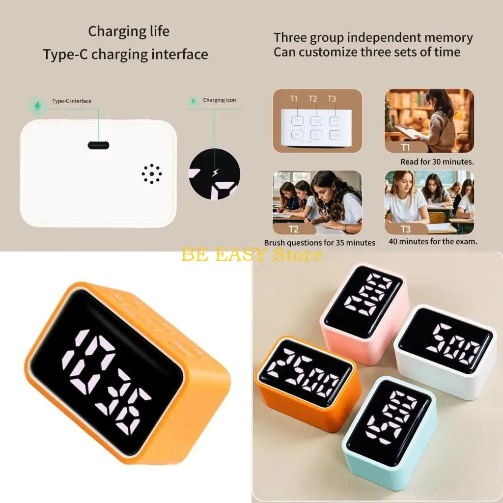 

E28F Digital Timer Rechargeable Kitchen Adjustable Brightness LED Display Time Manage