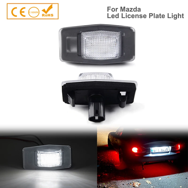 

2Pcs LED Number License Plate Light For Mazda 323 Protege Miat MX-5 NB Tribute EP MPV LW Familia Allegro