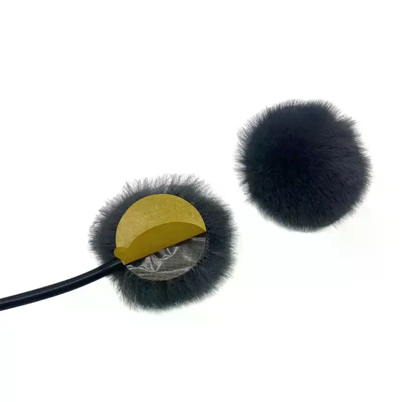 1Set Reusable Furry Soft Covers With Sticker That Provide A Shield Against The Wind For Lavalier Mics