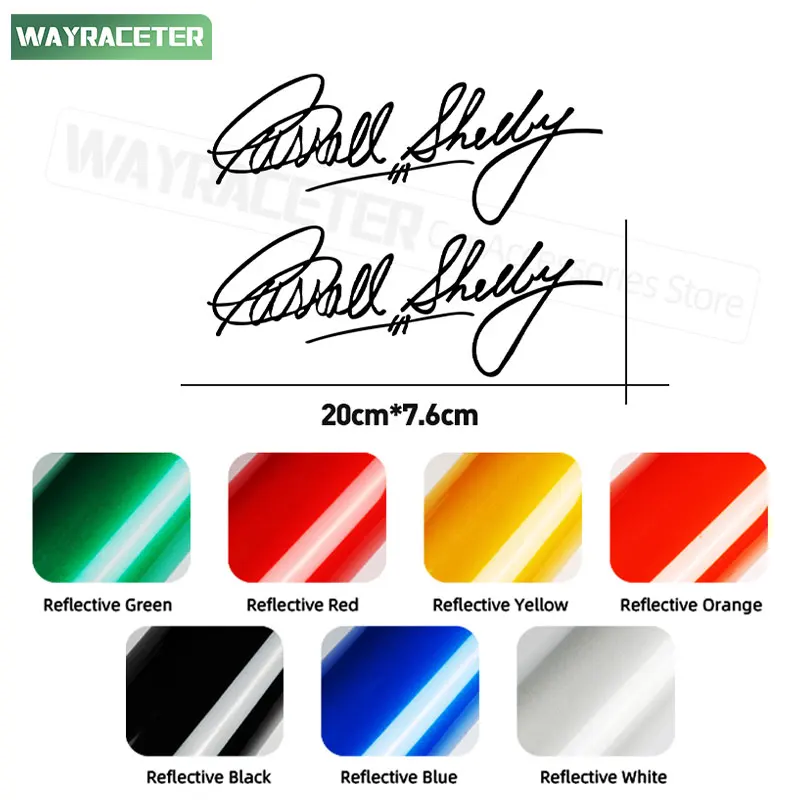2 Pcs Signature Carroll Shelby Graphics Reflective Vinyl Decal Car Sticker For Ford Mustang Dark Horse 2024 F150 Accessories