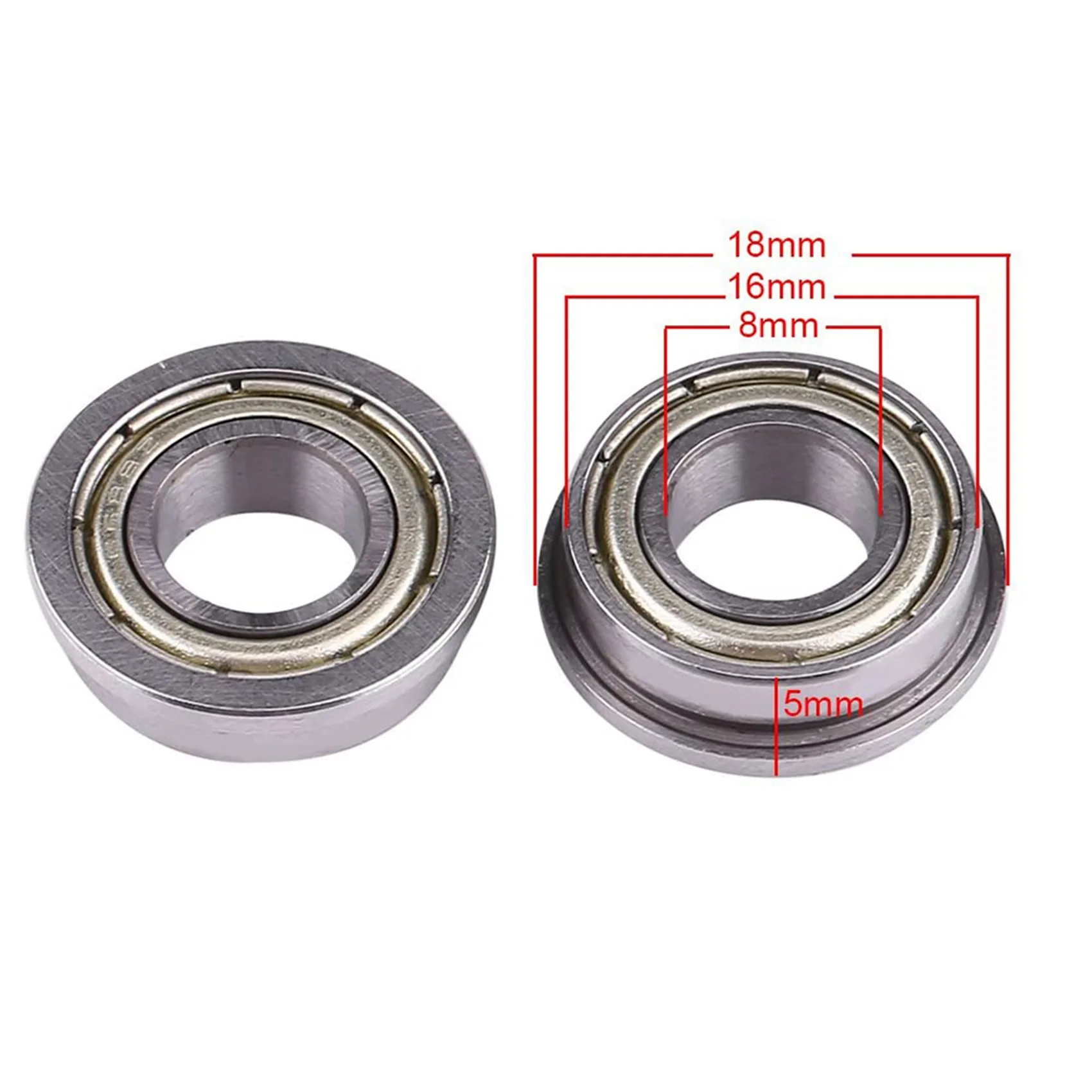 AT05-20 Pcs F688ZZ Flanged Radial Ball Bearings Metal Steel Double Shielded Flange Ball Bearing, 8 X 16 X 5Mm For Motor