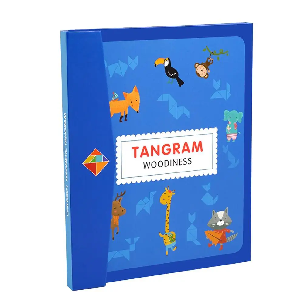 Magnetic Wooden Tangram Block Puzzle Game for Kids Montessori Intelligence Jigsaw Puzzle Game Geometric Shape Block