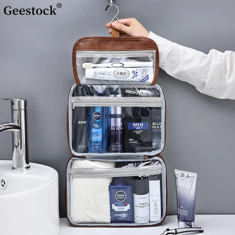 

Geestock Travel Storage Bag Foldable Hanging Men's Travel Large Capacity Toiletries Storage Bag Waterproof Makeup Bag Cosmetic