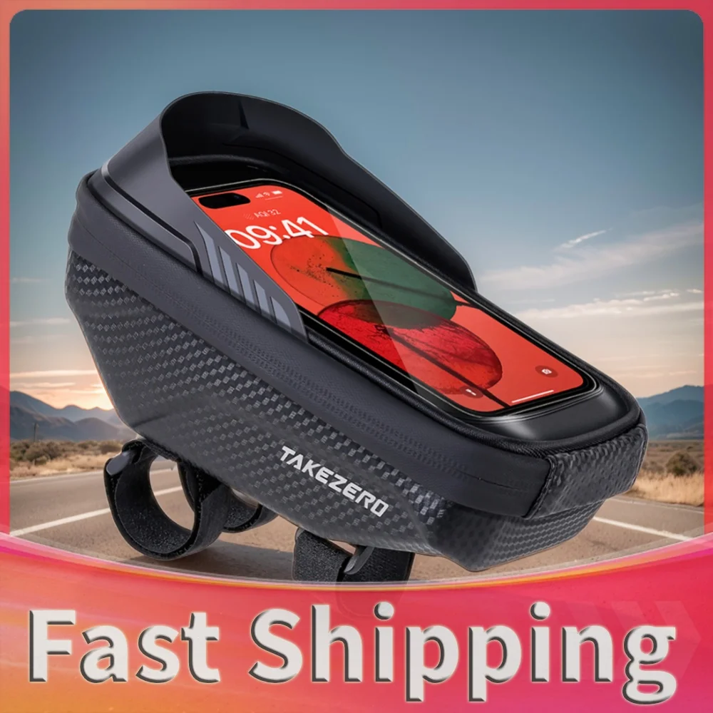 1L Bicycle Front Frame Bag Waterproof Bike Top Tube Bag Support Touch Screen Sun Visor Bike Frame Bag for Smart Phones 4.7-6.8in