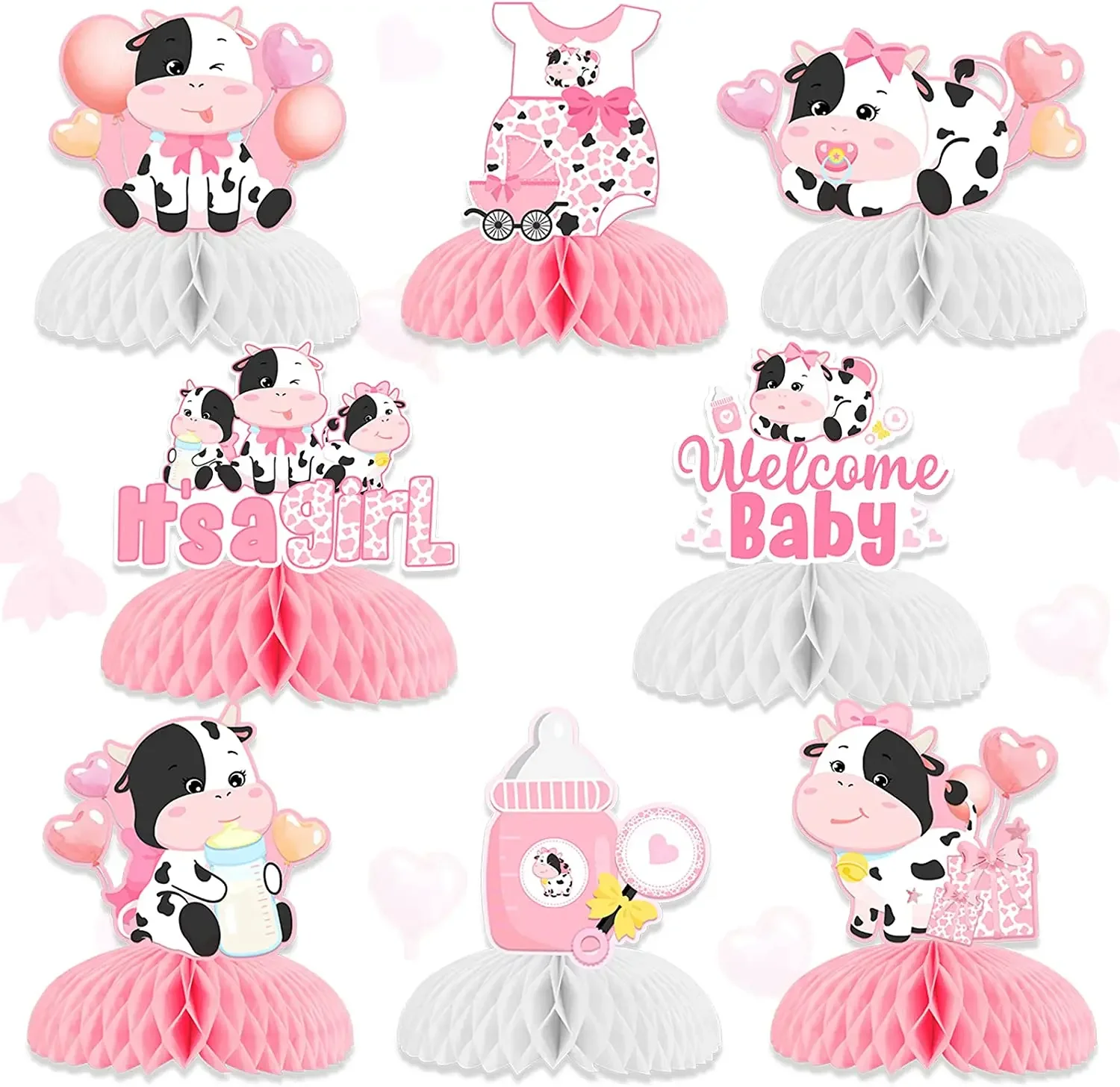 

Cow 3D Cow Decor for Girls, Baby Shower, Honeycomb Centerpieces, Table Topper, Birthday Party Supplies, Paper Cow Decorations, 8