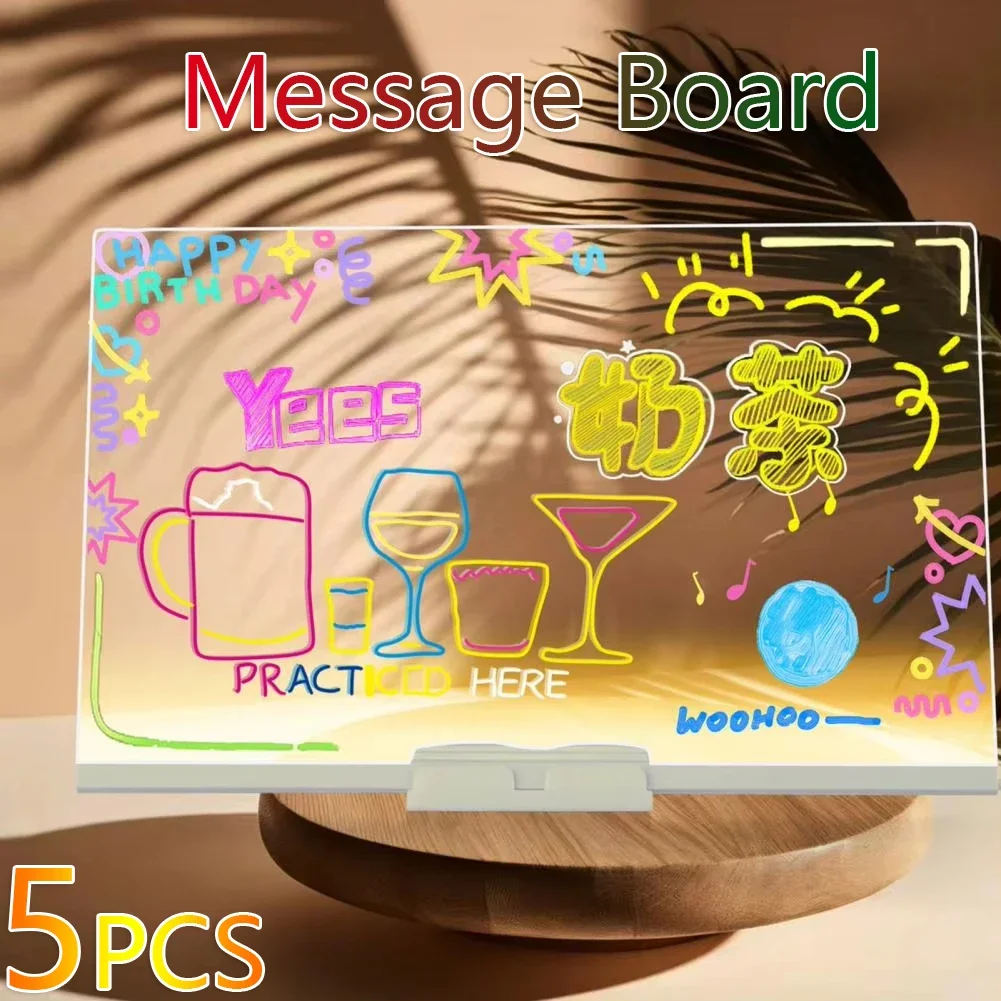 LED Luminous Note Board with Colors Light Up Acrylic Message Board Transparent Faux Crystal Clear Children Scribbling Board