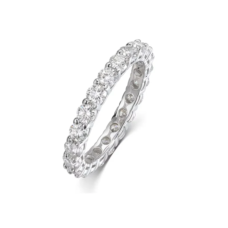 3‑3.5‑5MM D‑Color VVS1 Full Moissanite Band Ring Pass Diamond Tester S925 Sterling Silver Rose‑Gold‑Plated Luxury Sparkling Fine Jewelry Gift For Women Wedding Anniversary Daily Wear view 3