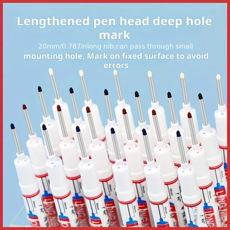 Imagem -05 - Long Nib Head Paint Markers Furo Profundo para Metal Caneta de Perfuração Impermeável Banheiro Carpintaria Suprimentos de Pintura 20 mm Pcs por Conjunto