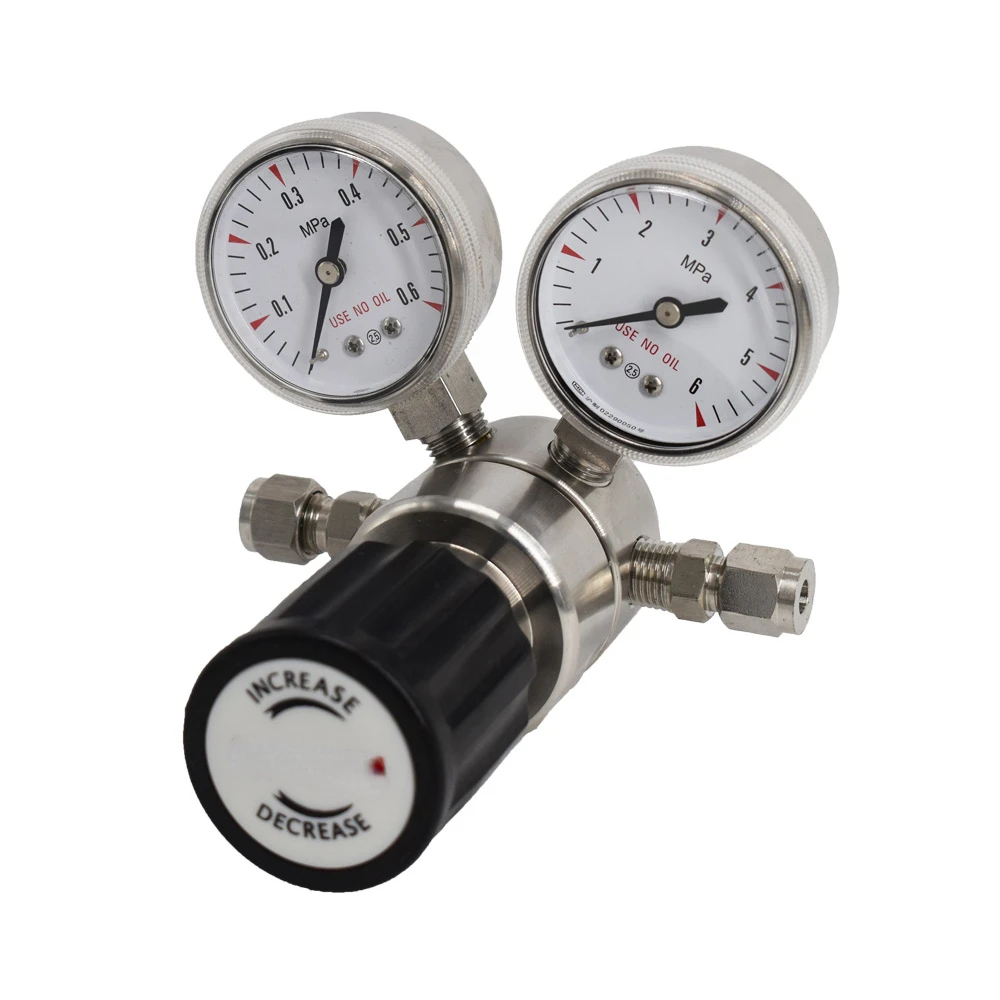 Régulateur de pression de gaz à membrane haute pression, acier inoxydable, hélium, soupape de réduction de pression