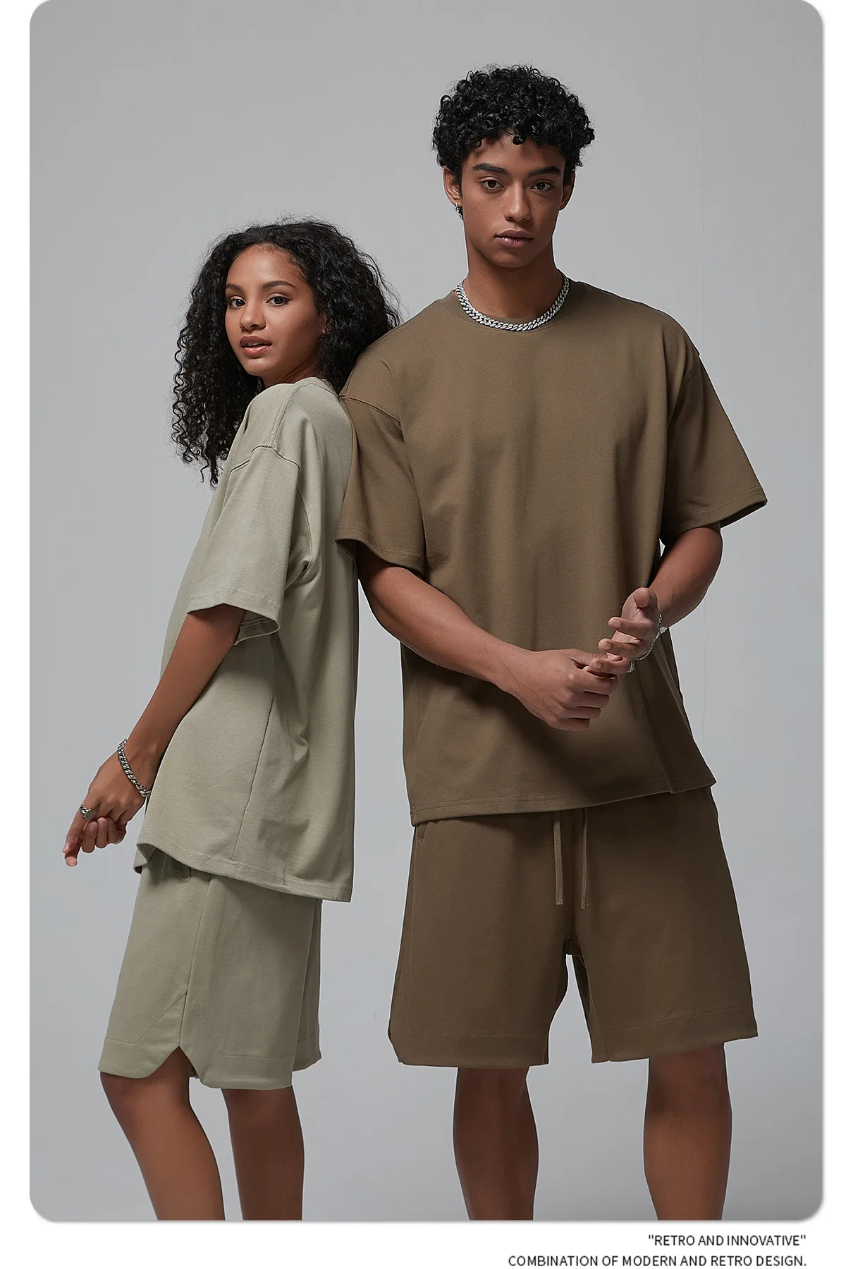 Men's 305g Heavyweight 100%Cotton Oversized T-Shirt-Earth Tone Solid Color Streetwear Basic Tee Premium Quality Short Sleeve Top