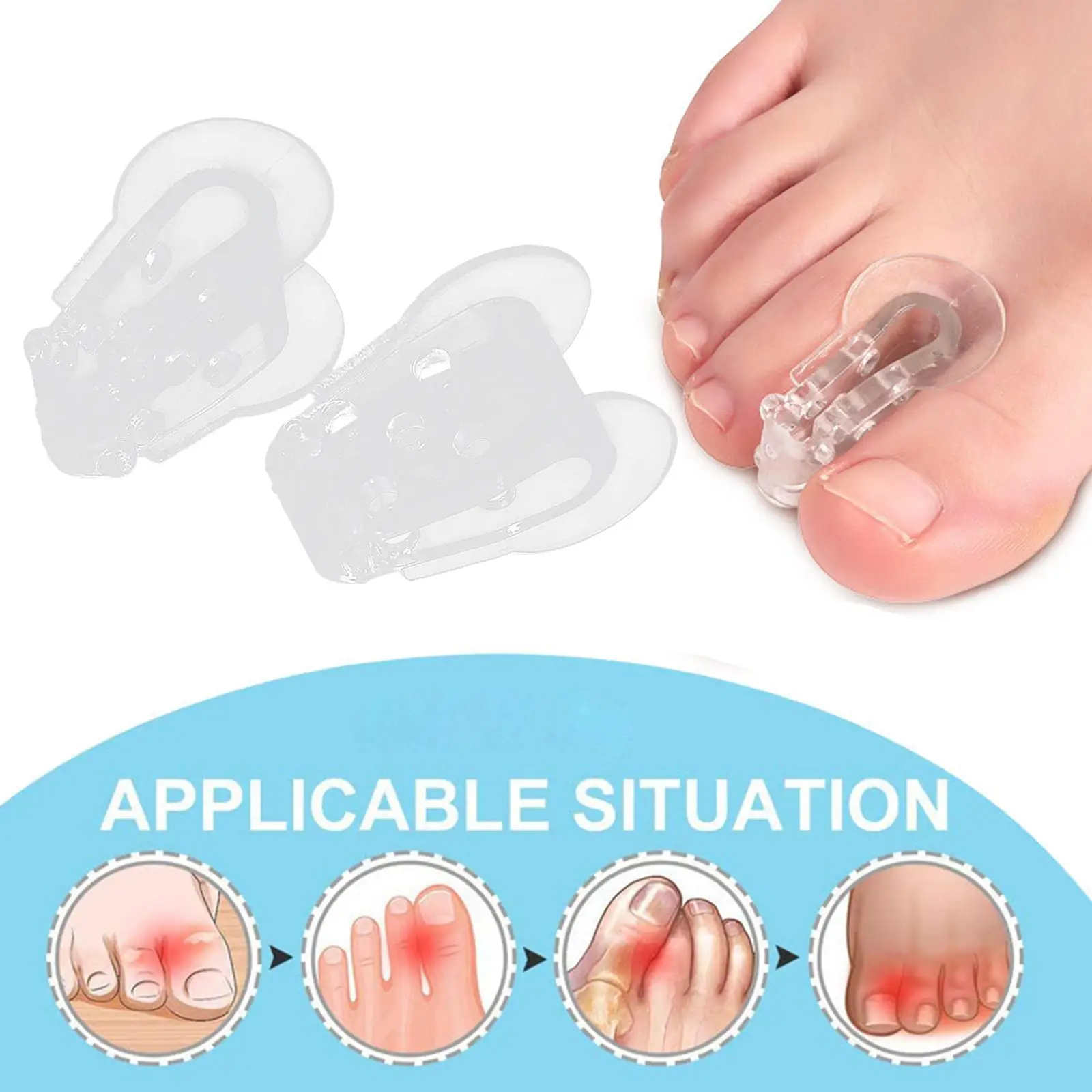 2 szt./zestaw Separatorów Palców Rozdzielacze do Palców Koślawych Składanych Palców Łagodzą Bóle dla Kobiet i Mężczyzn Zapobiegają Tarcie