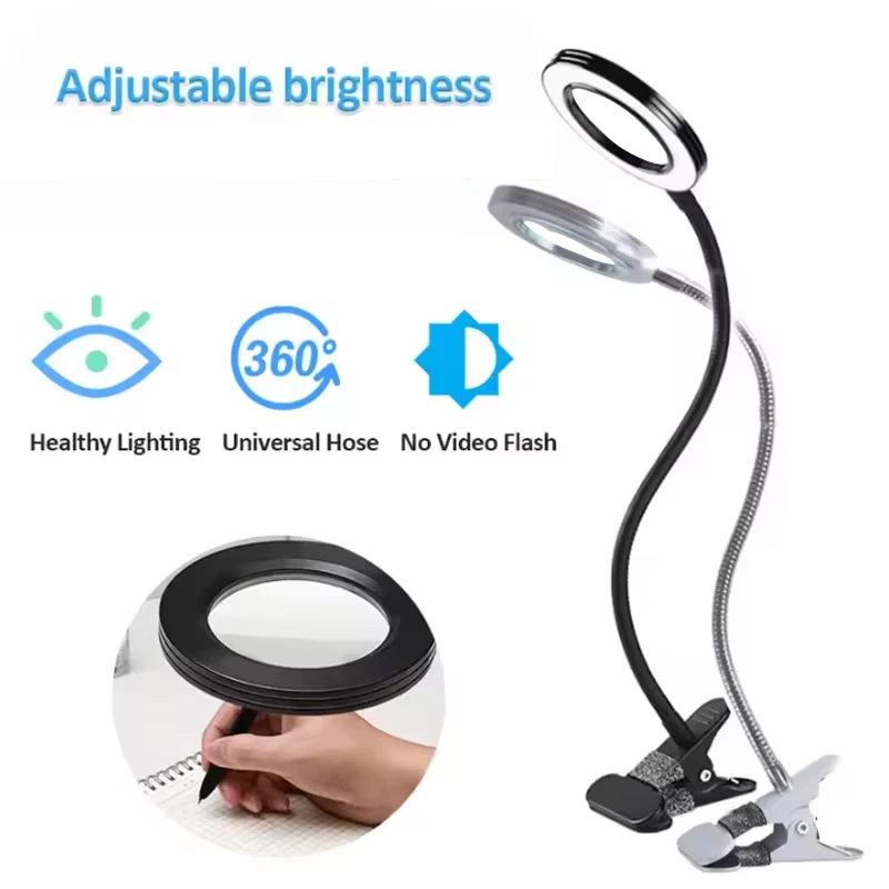 Versatile Desk Lamp with 3-Color LED Flexible Glass and Fit-in Design for Home Reading and Repair and Beauty and Examination
