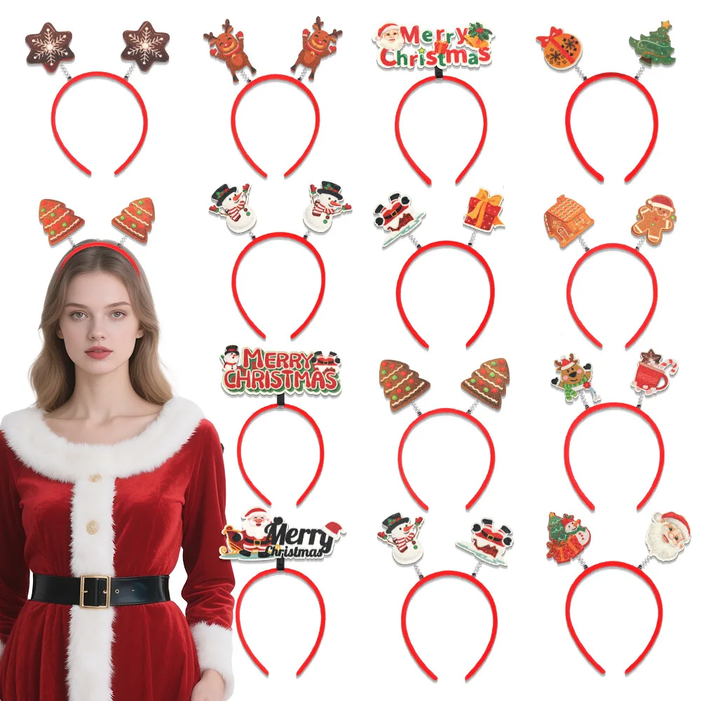 

Different Holiday Christmas Headbands Themed Plastic Headbands with Santa Claus Snowman Party Favors Holiday Classroom Supplies