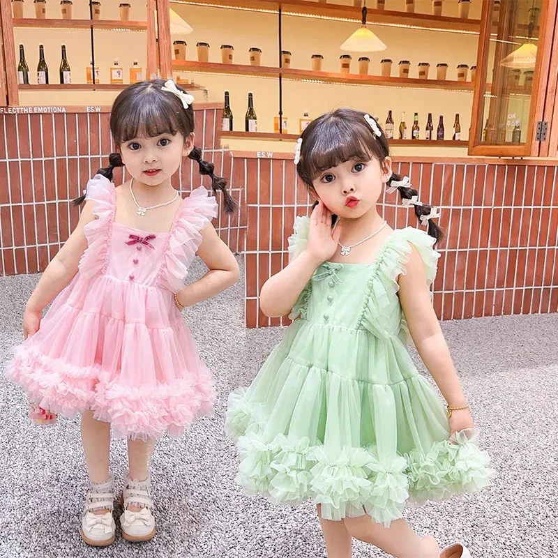 2-10 Years Toddler Kids tutu Dresses for Girls Sleeveless Princess Dress Children Summer Outfits Clothing Kids Dresses for Girls