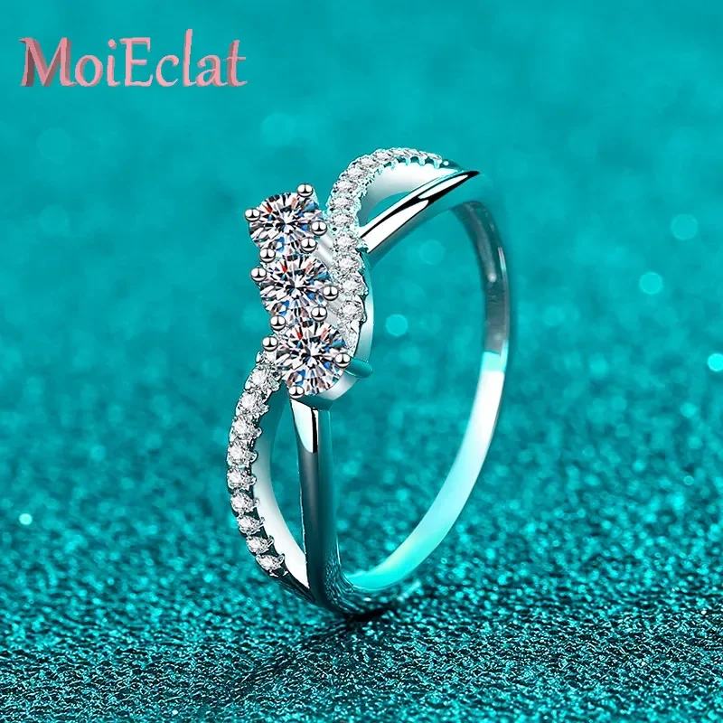 

Женские платиновые кольца Pt950, 0,415 карата, полный муассанит, двухслойные линии, кольцо с бриллиантом, изысканное обручальное кольцо, сертификат