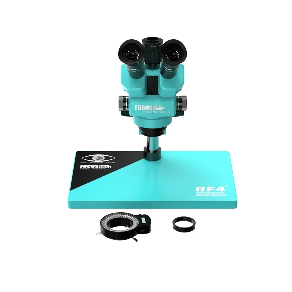 Trinocular Microscope RF4 6555PRO MAX Continuous 6.5X-55X Steel 144 LED Ring Light Mobile Phone Accessories Digital Microscope