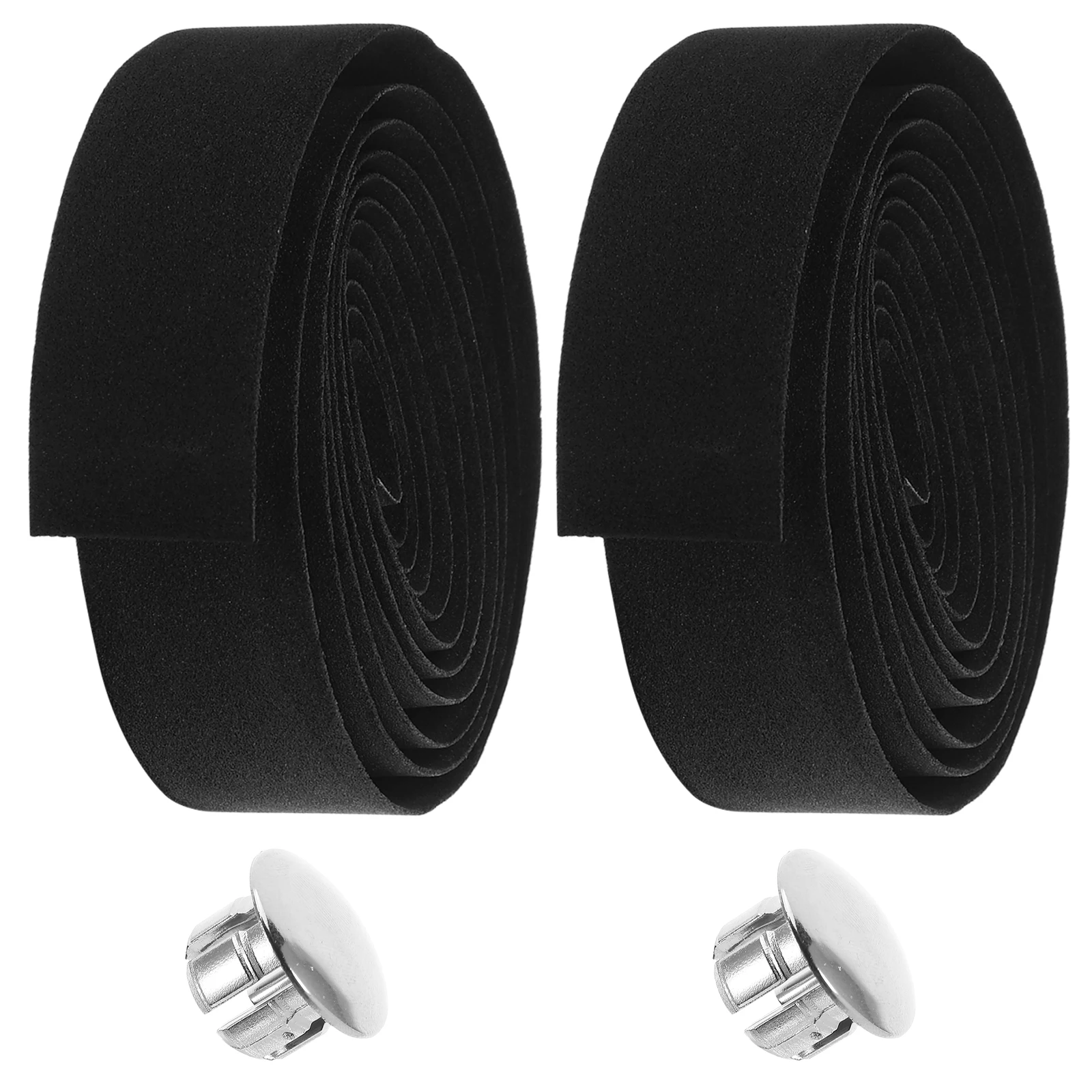 

1Pair Bike Handlebar Tape Anti-Slip Strips Cork Lightweight Comfortable Grip Black End Plugs Self-Adhesive Road Mountain Bicycle