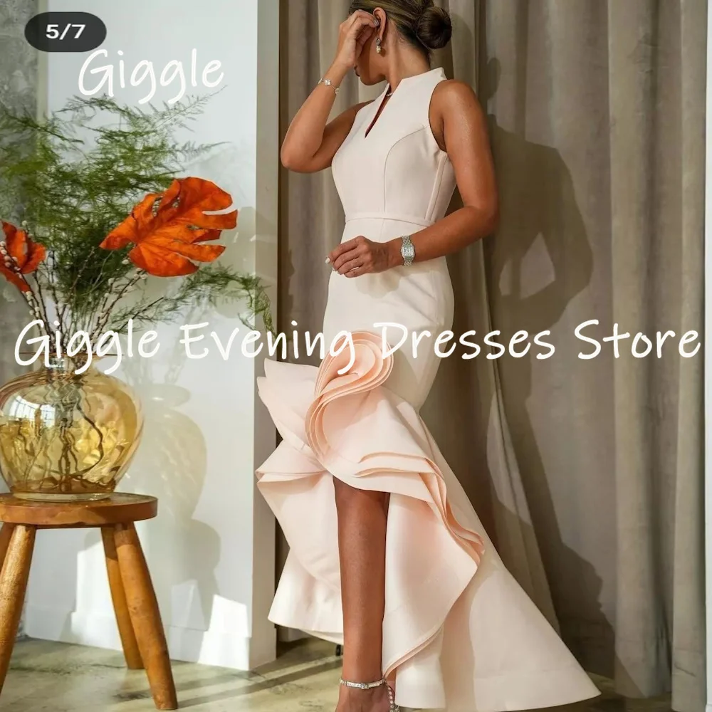 Giggle Satin Mermaid Scoop Neckline Popular Ruffle Formal Prom Gown Floor-length Evening Elegant Party Dresses for Women 2023