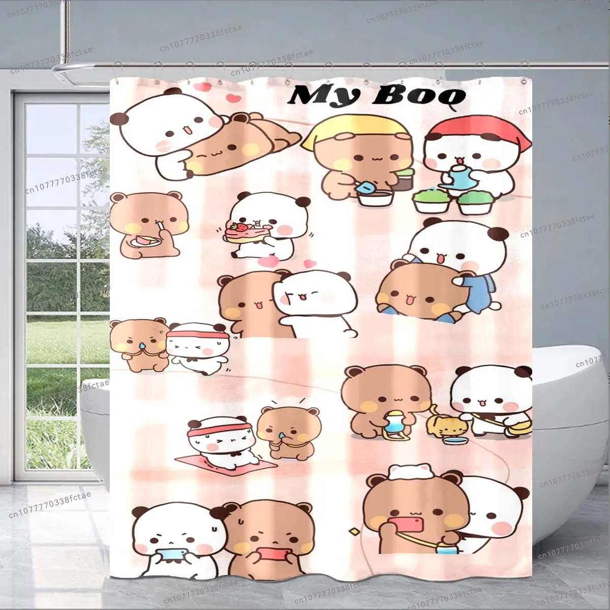 Cartoon Bubu and Dudu Series Shower Curtain K Kawaii Anime Pattern Shower Curtain Kid Bathroom Fashion Decorative Shower Curtain