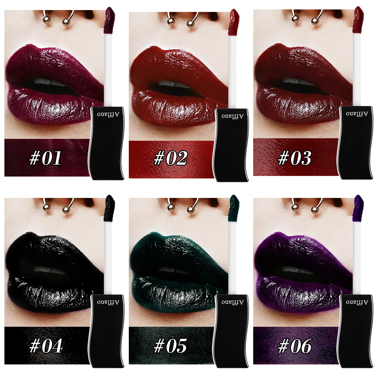 Afflano Goth Lipstick Matte Moist Black Smoky Red High Colors Lip Glaze Waterproof Non-stick Cup Lipstick Lasting Lip Makeup