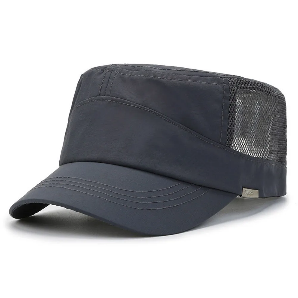 

Casual Mesh Flat Top Hat Quick Drying Adjustable Sun Protection Hat Lightweight Breathable Outdoor Sport Cap Outdoor