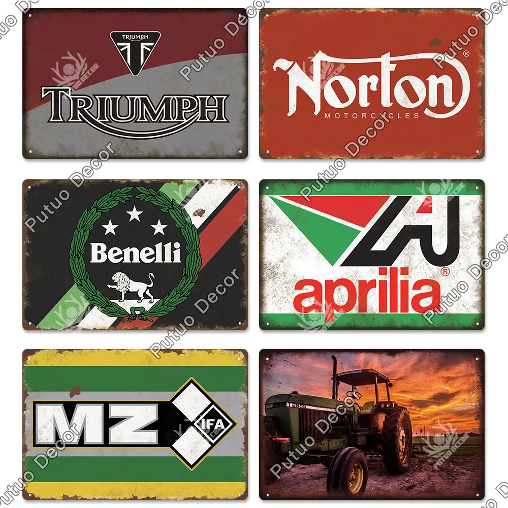Putuo Decor motocykl garaż Vintage znak puszka metalowy znak płyta dekoracyjna tablica dekoracje ścienne garaż człowiek jaskinia Moto dekoracji