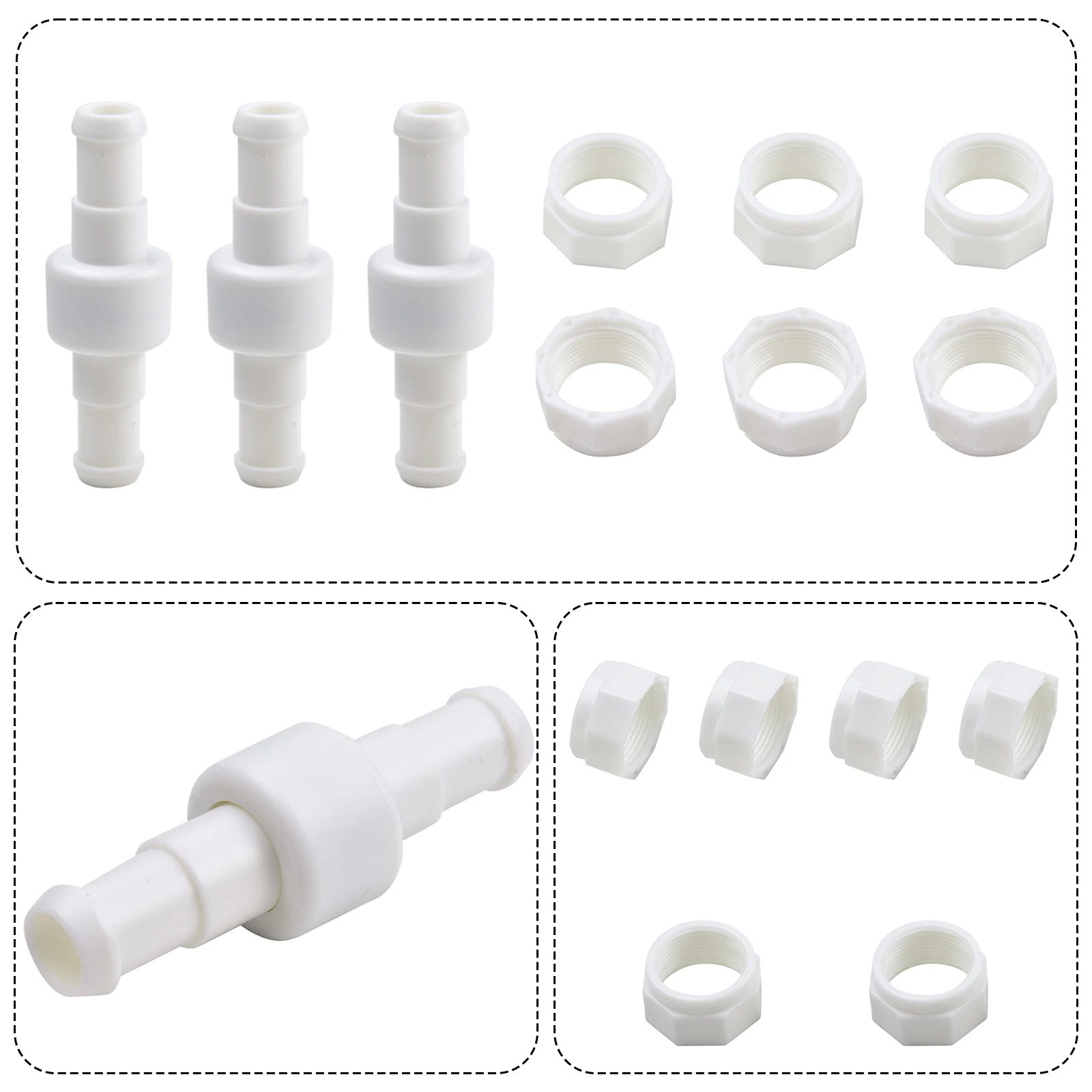 Pool Cleaner Hose Connector Kit 3pcs with Hose Swivel D20 and Nut D15 for Zodiac 180 For 280 380 Pool Cleaner Models