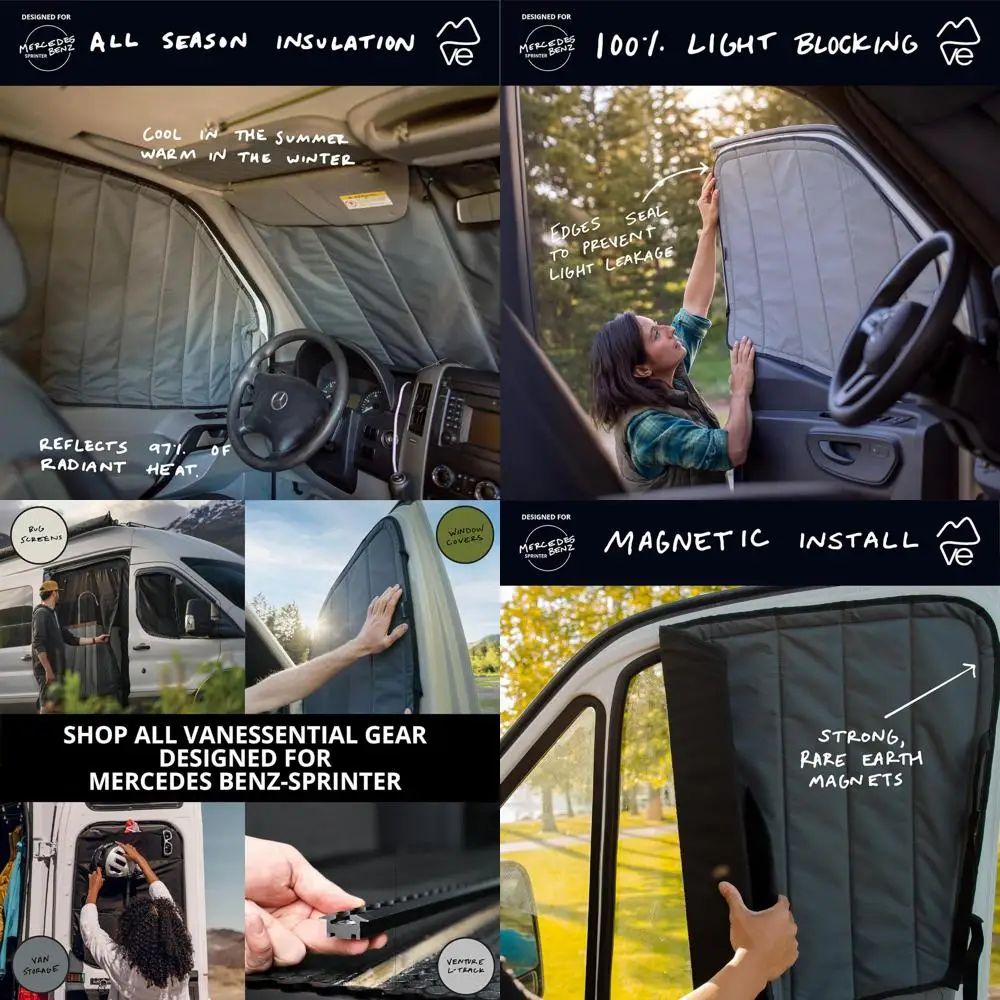 

Пара изолированных магнитных затемняющих окон для Mercedes-Benz NCV3 Vans (2007-2018), холодный серый цвет