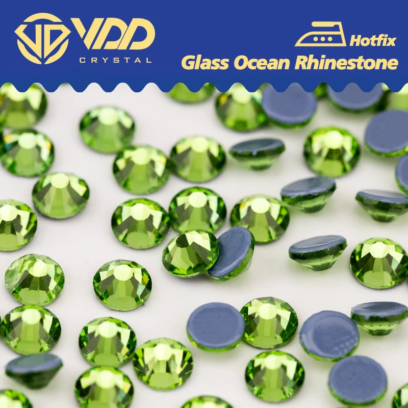 VDD 019 Peridot SS6-SS30 Hot-Fix Glass Crystal Rhinestones Flatback Glitter Stones For Garment Wedding Dress