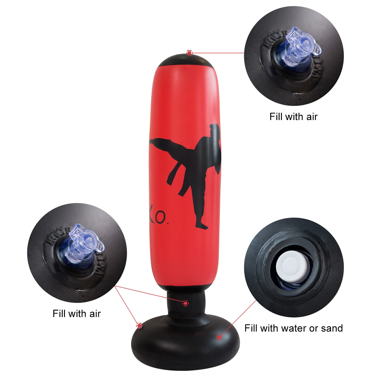 1PC Inflatable Freestanding Heavy Duty Boxing Bag,Women Men Training Equipment Exercise Boxing Standing Punching Bag
