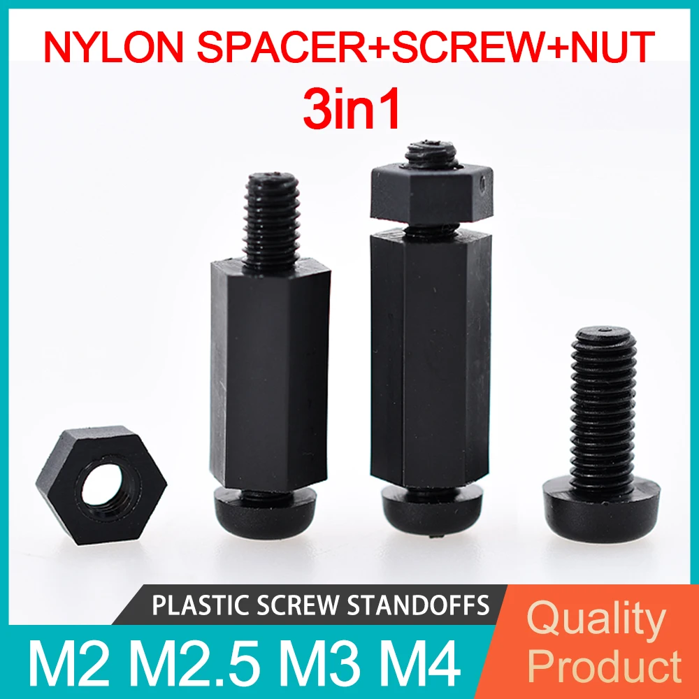 M2 M2.5 M3 M4 Motherboard Standoff PCB Stand Nylon Spacers Computer Board Rack Plastic Screw Stud Mount Thread Pillar Bolt Nut