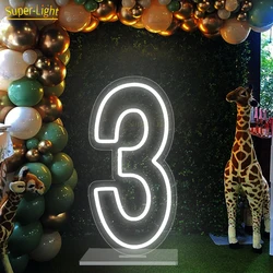 LED Number 1 Neon Signs With Base and Chain,Light Up Signs for Birthday Wedding Party Decor 1st Birthday Numbers 18 Kids Gift