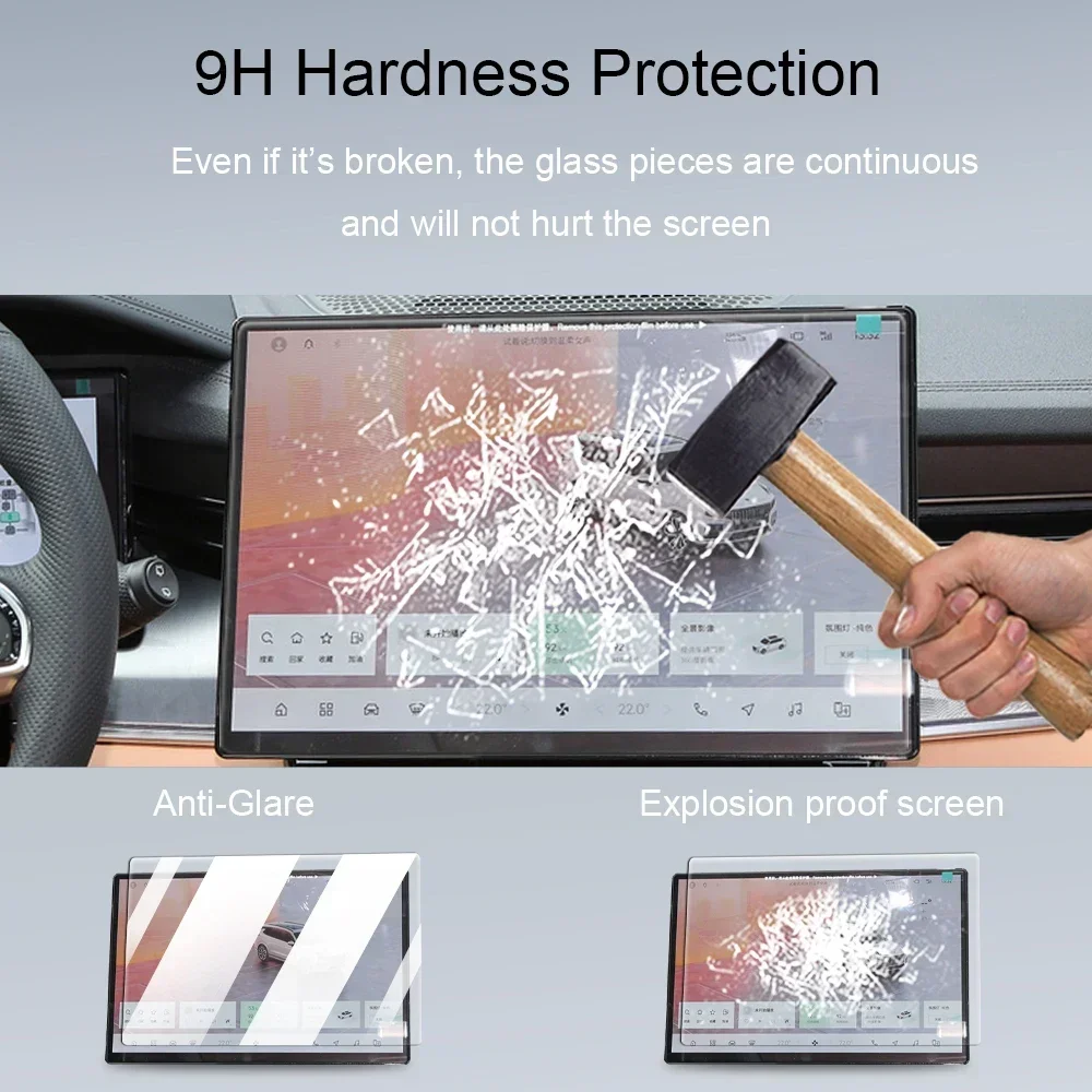 ل LYNK & CO 09/EM-P 2024-2025 شاشة LCD للسيارة مضادة لبصمات الأصابع وهج 9H الزجاج المقسى سيارة الملاحة واقي للشاشة فيلم تجديد #3