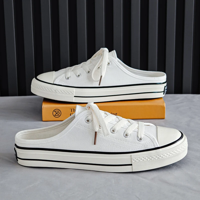 Men's Couple's Large-sized One-piece Pair of New Fashionable Casual High-quality and Versatile Half-length Canvas Board Shoes